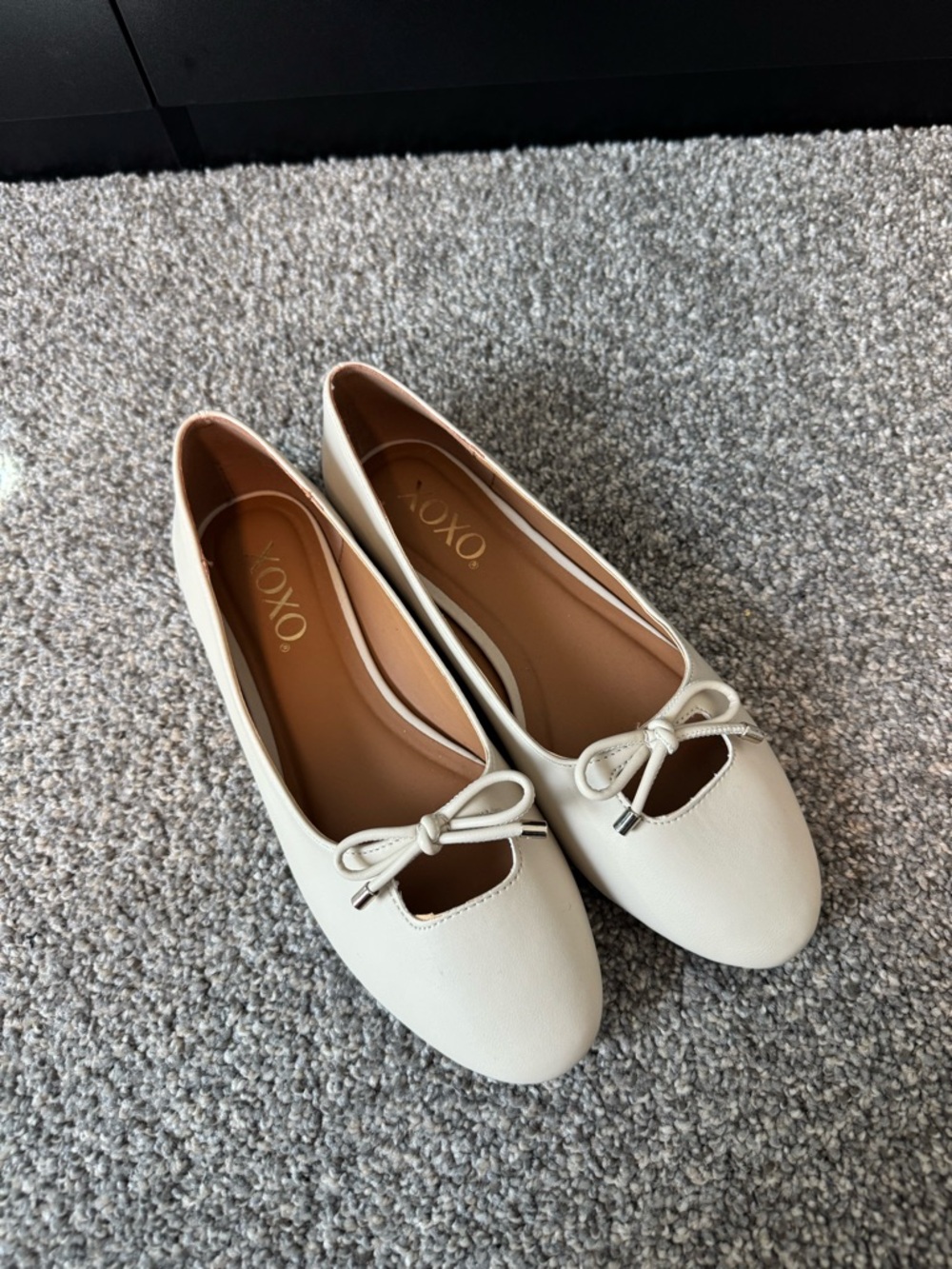 XOXO Cream Bow Ballet Flats - Women's Slip-On Loafers